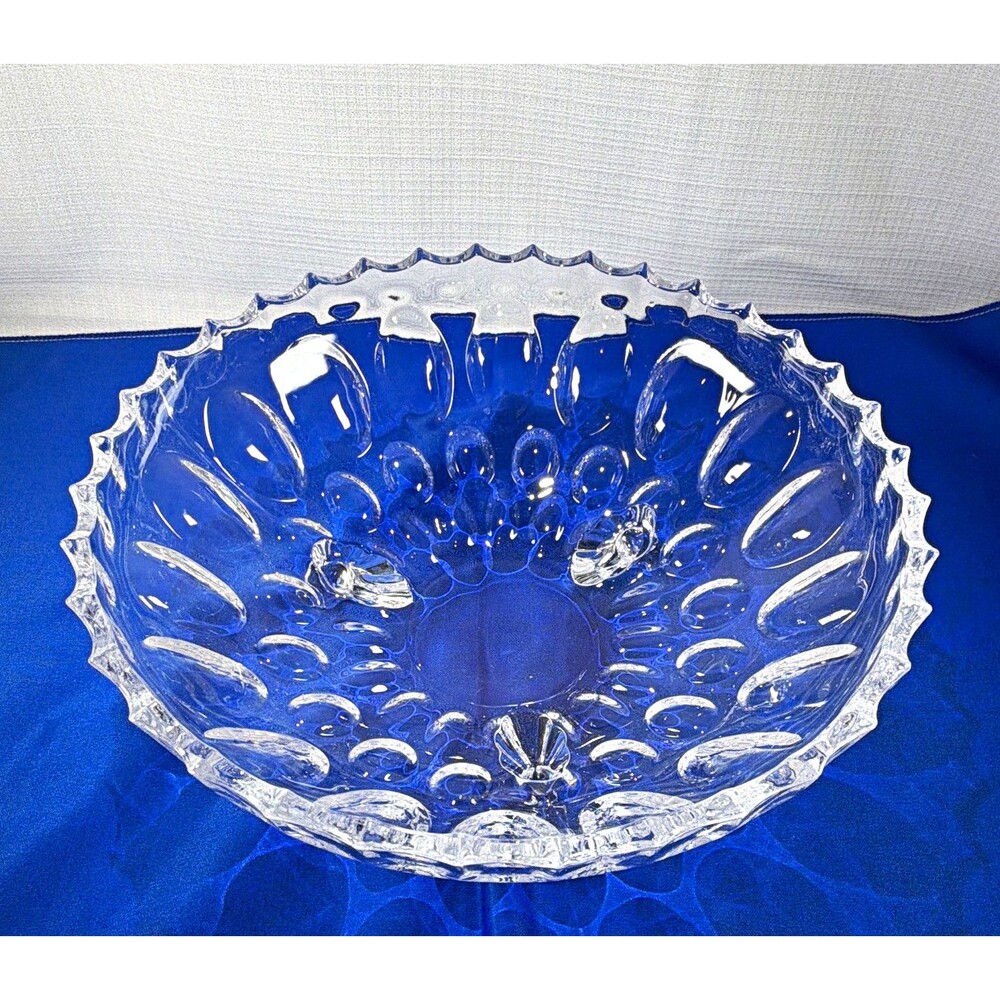 Studio Silversmiths Clarice Clear Crystal 9.5" Footed Scalloped Bowl Dish